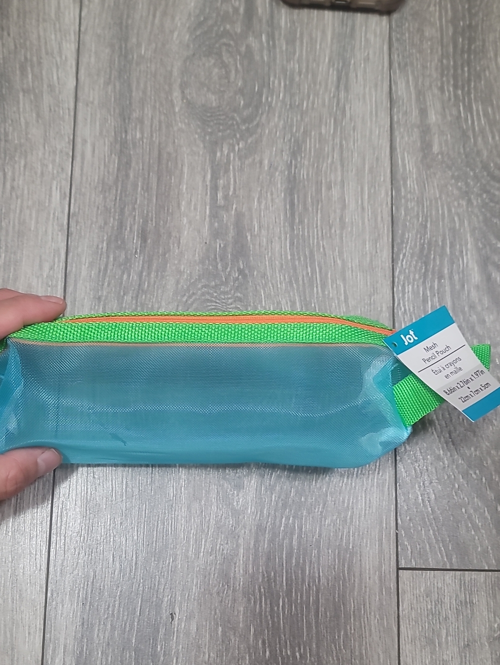 Teal with Neon Green Zipper Mesh Pencil Pouch